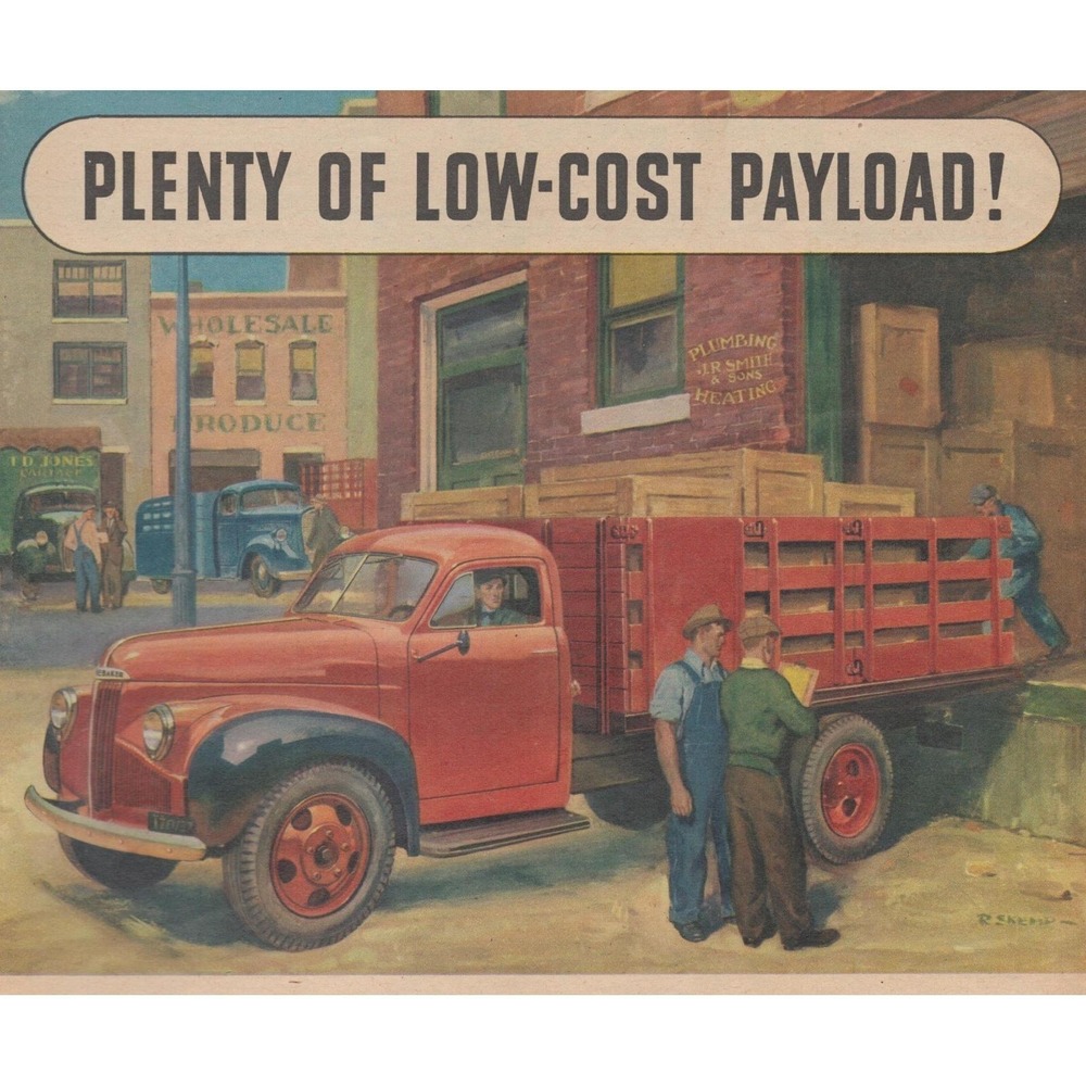Vintage 1946 Studebaker Work Trucks Flat Bed South Bend Indiana USA Print Ad